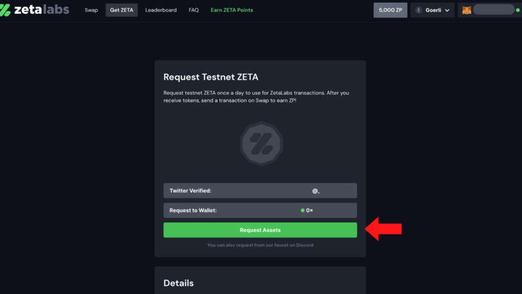 Request your testnet ZETA