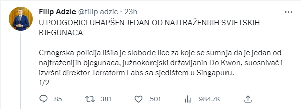 Filip Adzic Tweet