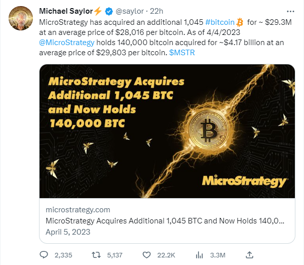 Michael Saylor Tweet