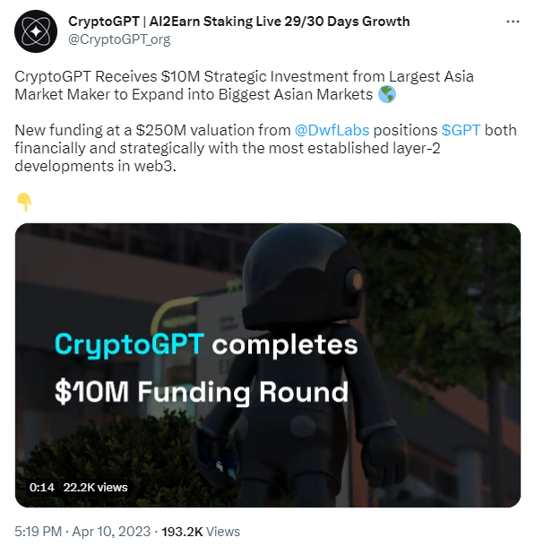 CryptoGPT Tweet