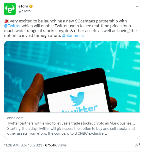 eToro Tweet