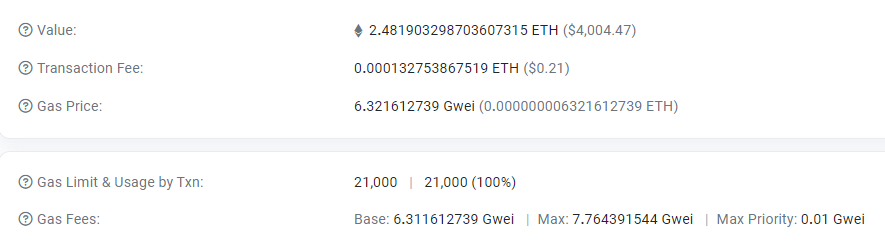 Transaction from Etherscan